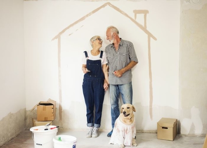 Elderly couple renovating