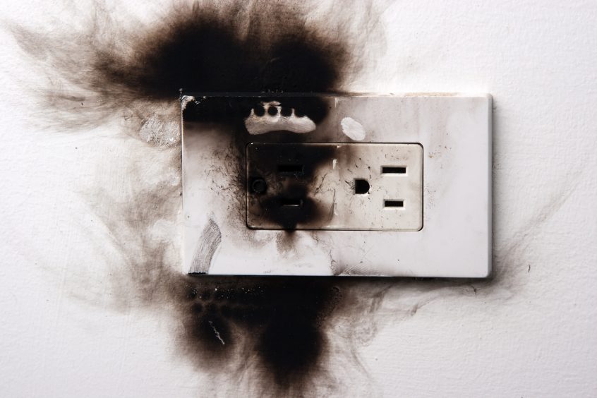smoke stained electrical outlet