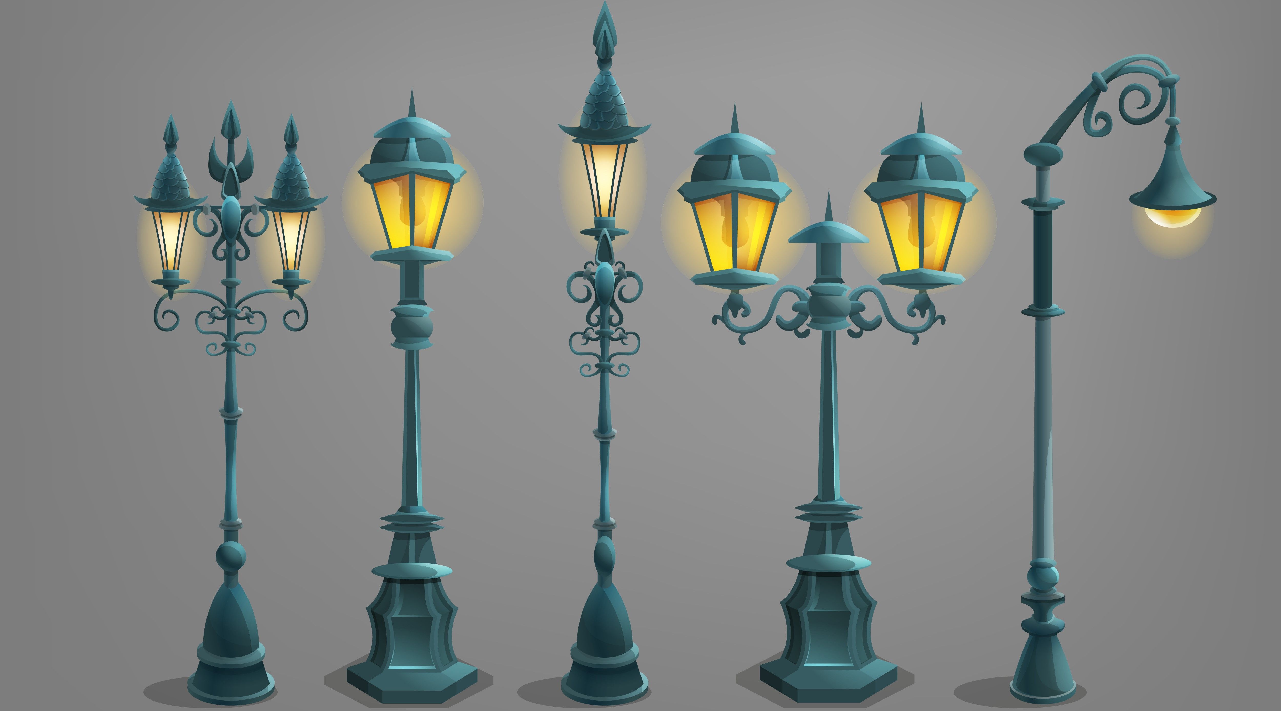 Lamp Posts - Light Bulbs Inside Enclosed Glass Fixtures